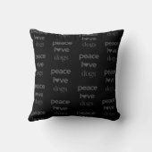 Peace Love Dogs | Black Dog Lover Modern Graphic クッション (裏面)