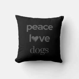 Peace Love Dogs | Black Dog Lover Modern Graphic クッション