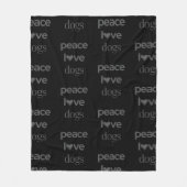 Peace Love Dogs | Black Dog Lover Modern Graphic フリースブランケット (正面)