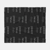 Peace Love Dogs | Black Dog Lover Modern Graphic フリースブランケット (正面(横))