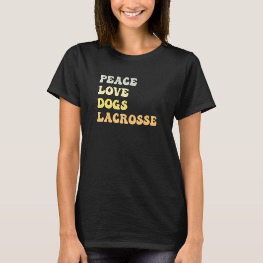 Peace Love Dogs Lacrosse   Retro Tシャツ (正面)