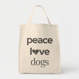 Peace Love Dogs Modern Dog Lover Graphic Statement トートバッグ