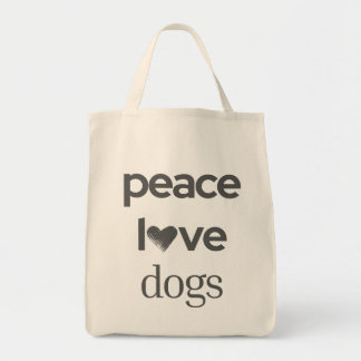 Peace Love Dogs Modern Dog Lover Graphic Statement トートバッグ