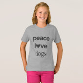 Peace Love Dogs | Motivational Rescue Dog Lover Tシャツ (正面フル)