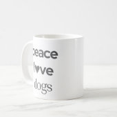 Peace Love Dogs | Motivational Rescue Dog Mom コーヒーマグカップ (正面左)