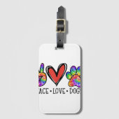 Peace Love Dogs Paws Tie Dye Rainbow Animal Rescue ラゲッジタグ (正面縦)