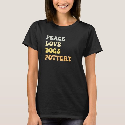 Peace Love Dogs Pottery  Retro Tシャツ (正面)