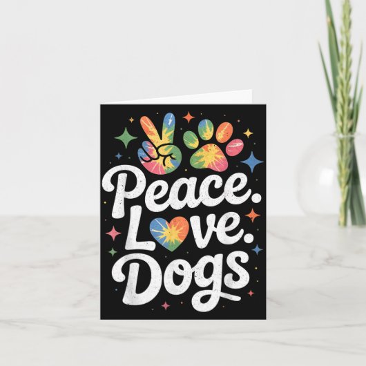 Peace Love Dogs Tie Dye Dog Lover Rescue Puppy  カード (正面)