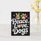 Peace Love Dogs Tie Dye Dog Lover Rescue Puppy  カード (黄色い花)