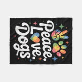 Peace Love Dogs Tie Dye Dog Lover Rescue Puppy  フリースブランケット (正面(横))
