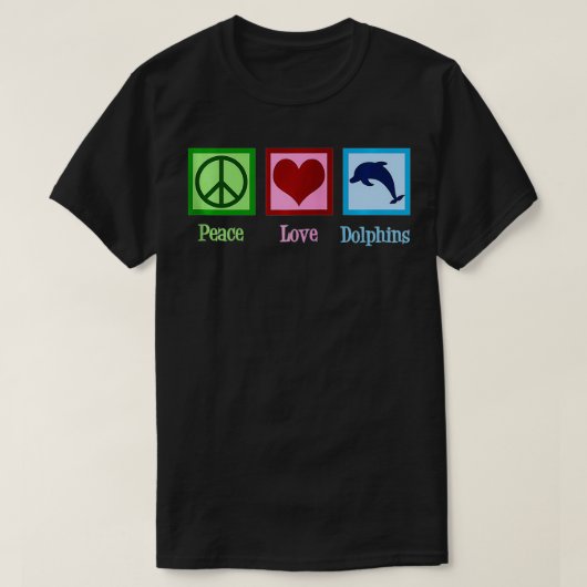 Peace Love Dolphins Cute Blue Dolphin Zip  Tシャツ (デザイン正面)