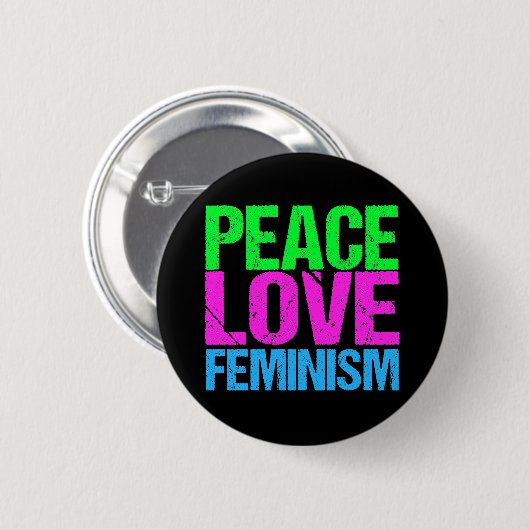 Peace Love Feminism 缶バッジ (正面&裏面)