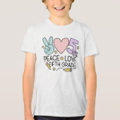Peace Love Fifth Grade Girls Back to School トライブレンドTシャツ (正面)