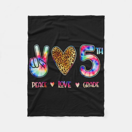 Peace Love Fifth Grade Squad Back To School Gift  フリースブランケット (正面)