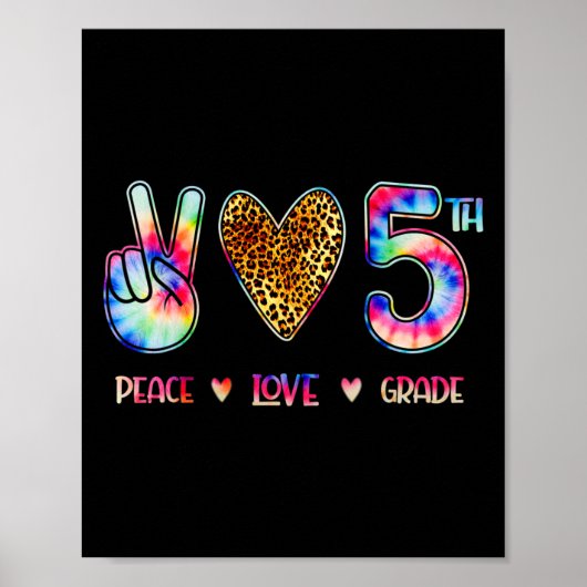 Peace Love Fifth Grade Squad Back To School Gift ポスター (正面)