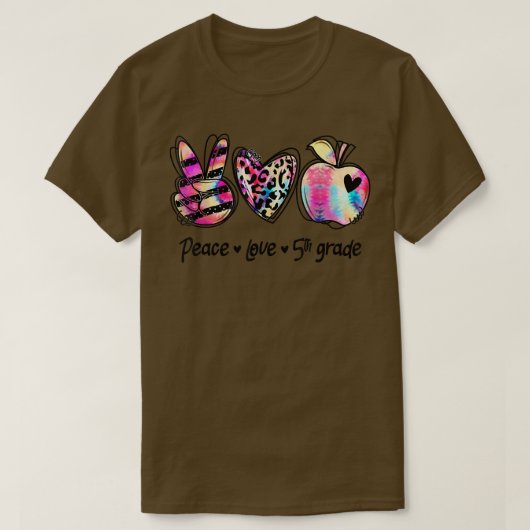 Peace Love Fifth Grade Teacher Girls Team 5th Grad Tシャツ (デザイン正面)