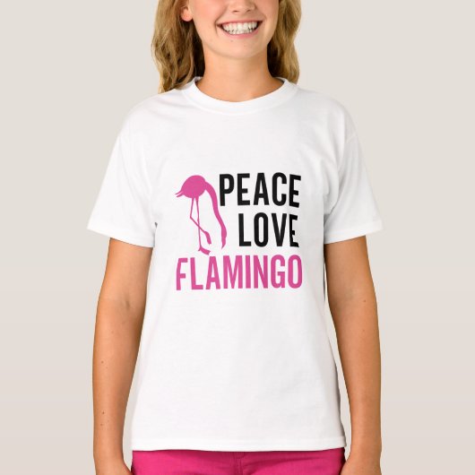 Peace Love FlamingoグラフィックTシャツ Tシャツ (正面)
