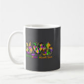 Peace Love Fleur De Lis Mardi Gras 2026 Carnival N コーヒーマグカップ (左)