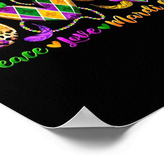 Peace Love Fleur De Lis Mardi Gras 2026 Carnival N ポスター (角)