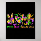 Peace Love Fleur De Lis Mardi Gras 2026 Carnival N ポスター (正面)