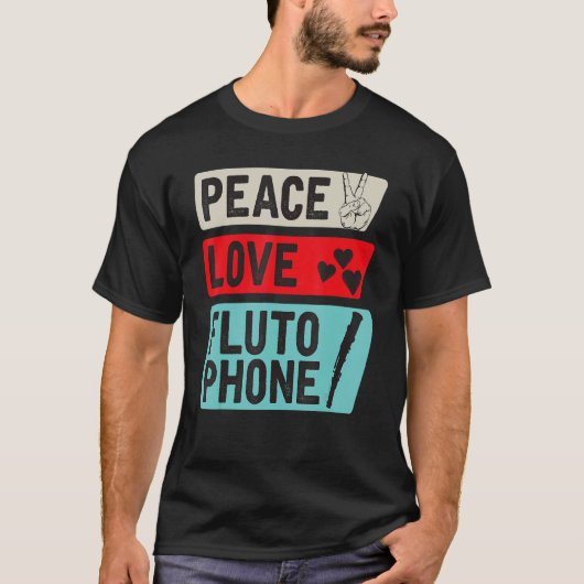 Peace Love Flutophone Wind Music Instrument Flutop Tシャツ (正面)