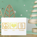 Peace Love Forensics Beautiful Gold 箔カード<br><div class="desc">This beautiful forensic scientist Christmas card features a peace sign,  heart,  and fingerprint in elegant gold foil. Customize the inside for your fellow forensics friends. Great cards for a science or crime lab this holiday season.</div>