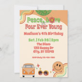 Peace, Love & Four Ever Young 4th Retro Birthday 招待状 (正面)