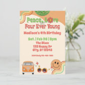 Peace, Love & Four Ever Young 4th Retro Birthday 招待状 (スタンド正面)