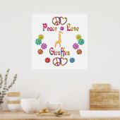 PEACE LOVE GIRAFFES ポスター (キッチン)