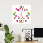 PEACE LOVE GIRAFFES ポスター (ホームオフィス)
