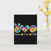 Peace Love Golf Funny Tie Dye Golf Lovers  カード (黄色い花)