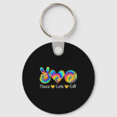 Peace Love Golf Funny Tie Dye Golf Lovers  キーホルダー (正面)