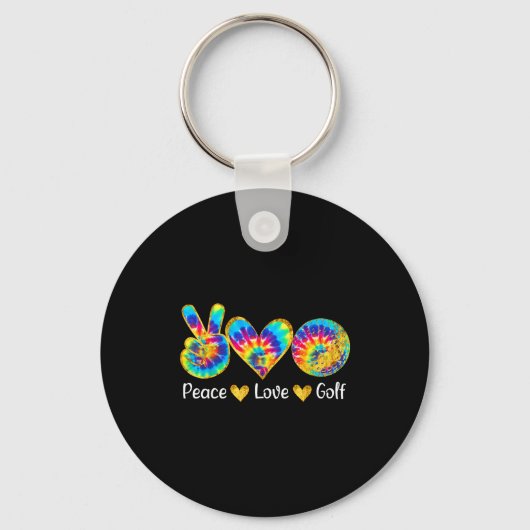 Peace Love Golf Funny Tie Dye Golf Lovers  キーホルダー (正面)