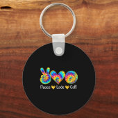 Peace Love Golf Funny Tie Dye Golf Lovers  キーホルダー (正面)