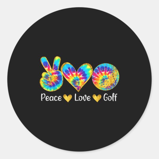 Peace Love Golf Funny Tie Dye Golf Lovers  ラウンドシール (正面)