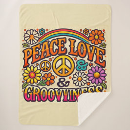 Peace, Love, & Groovinessシェルパブランケット シェルパブランケット