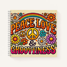 Peace、Love、Groovinessスパイラルノートブック ノートブック