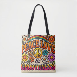 Peace, Love, & Groovinessトートバッグ トートバッグ