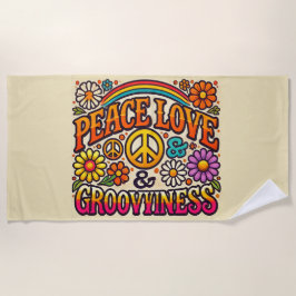 Peace、Love、Groovinessビーチタオル ビーチタオル