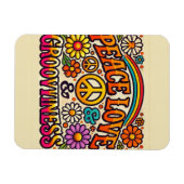 Peace、Love、Grooviness柔軟なフォトマグネット マグネット (横)