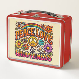 Peace、Love、Grooviness Metal Lunchbox メタルランチボックス