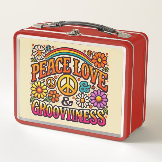 Peace、Love、Grooviness Metal Lunchbox メタルランチボックス (正面)