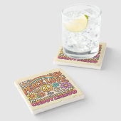 Peace、Love、Grooviness Stone Coaster ストーンコースター (横)