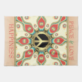 Peace Love Groovyフラワーティータオル キッチンタオル (横)