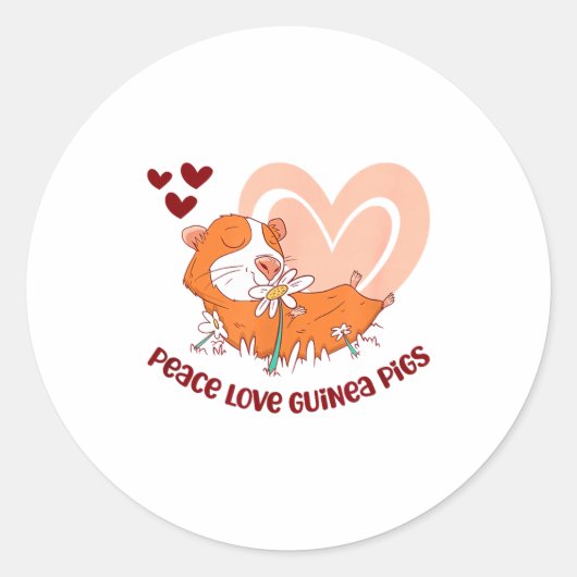 Peace Love Guinea Gs Funny Saying For Guinea Gs Lo ラウンドシール (正面)