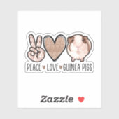 Peace Love Guinea Pigs Lover，モルモット母 シール (シート)