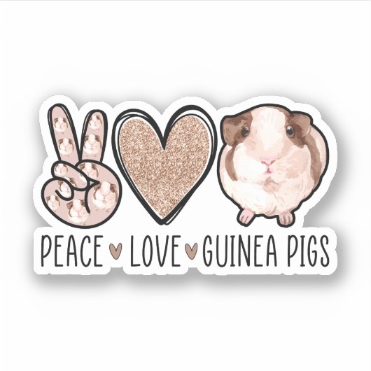 Peace Love Guinea Pigs Lover，モルモット母 シール (正面)