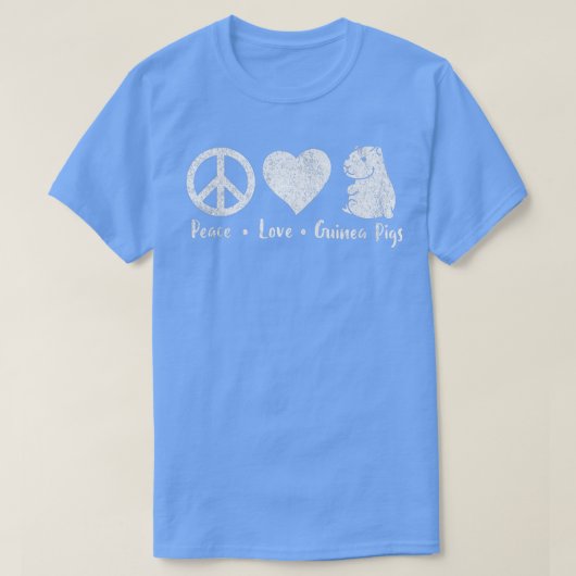 Peace Love Guinea Pigs Lover Wheek Retro Tシャツ (デザイン正面)