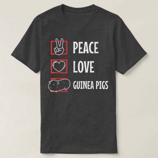 Peace love guinea pigs T-Shirt Tシャツ (デザイン正面)