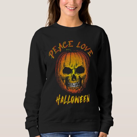 Peace Love Halloween Happy Halloween Pumpkin Leopa スウェットシャツ (正面)